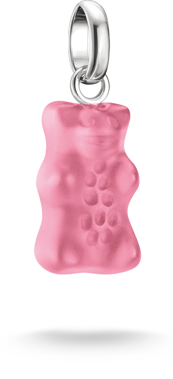 Ciondolo Charm Thomas Sabo, Orso di vetro rosa, in argento