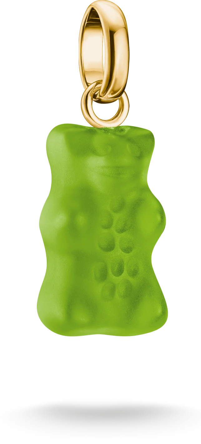 Ciondolo Charm Thomas Sabo, Orso di vetro verde, in argento dorato
