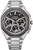 Orologio da uomo con bracciale in metallo color argento e quadrante nero, design cronografo