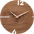 Orologio da parete in noce con lancette e numeri bianchi, design rotondo in legno