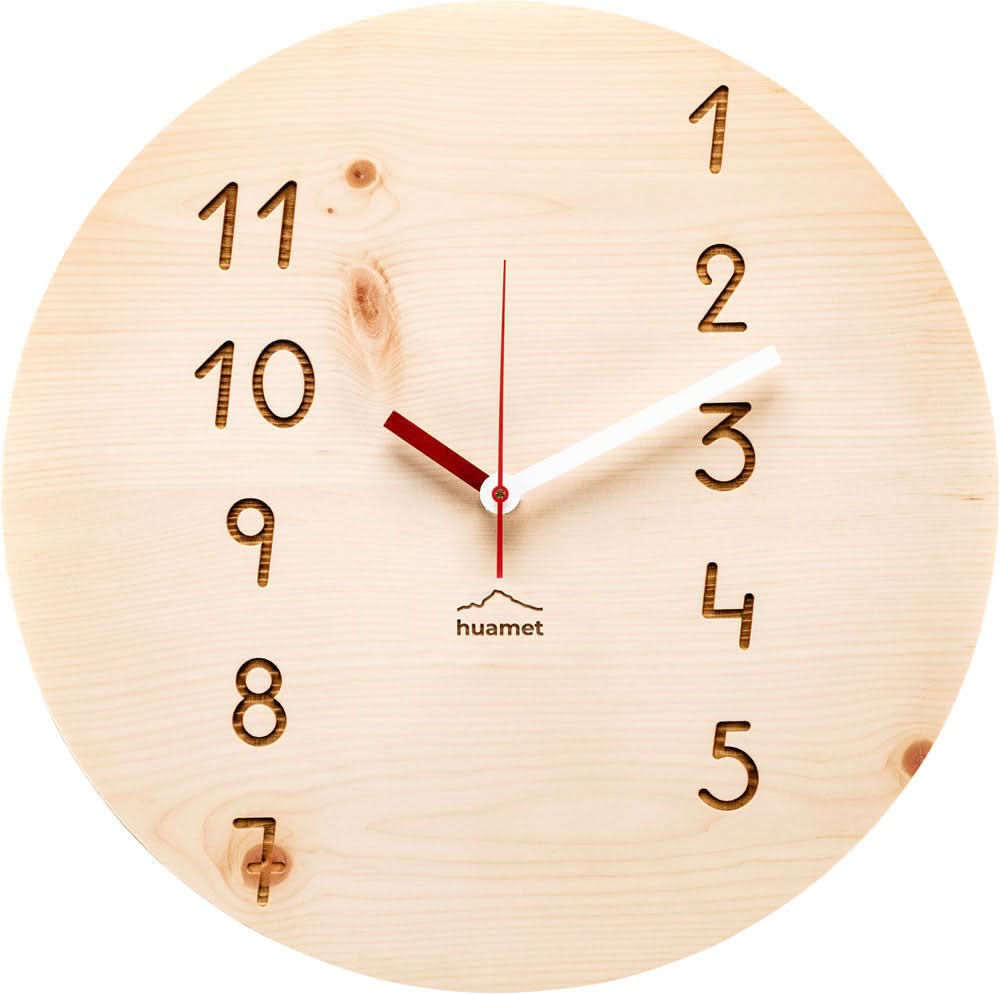 Orologio da parete huamet 30x30x3,7 cm Legno • Vera pietra cirmolo • Movimento al quarzo silenzioso
