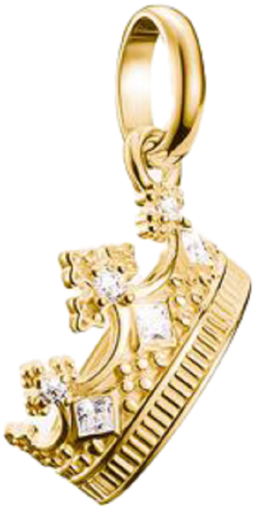 Ciondolo charm, corona con pietre bianche, in argento dorato - Thomas Sabo Modello: CC1247-414-14