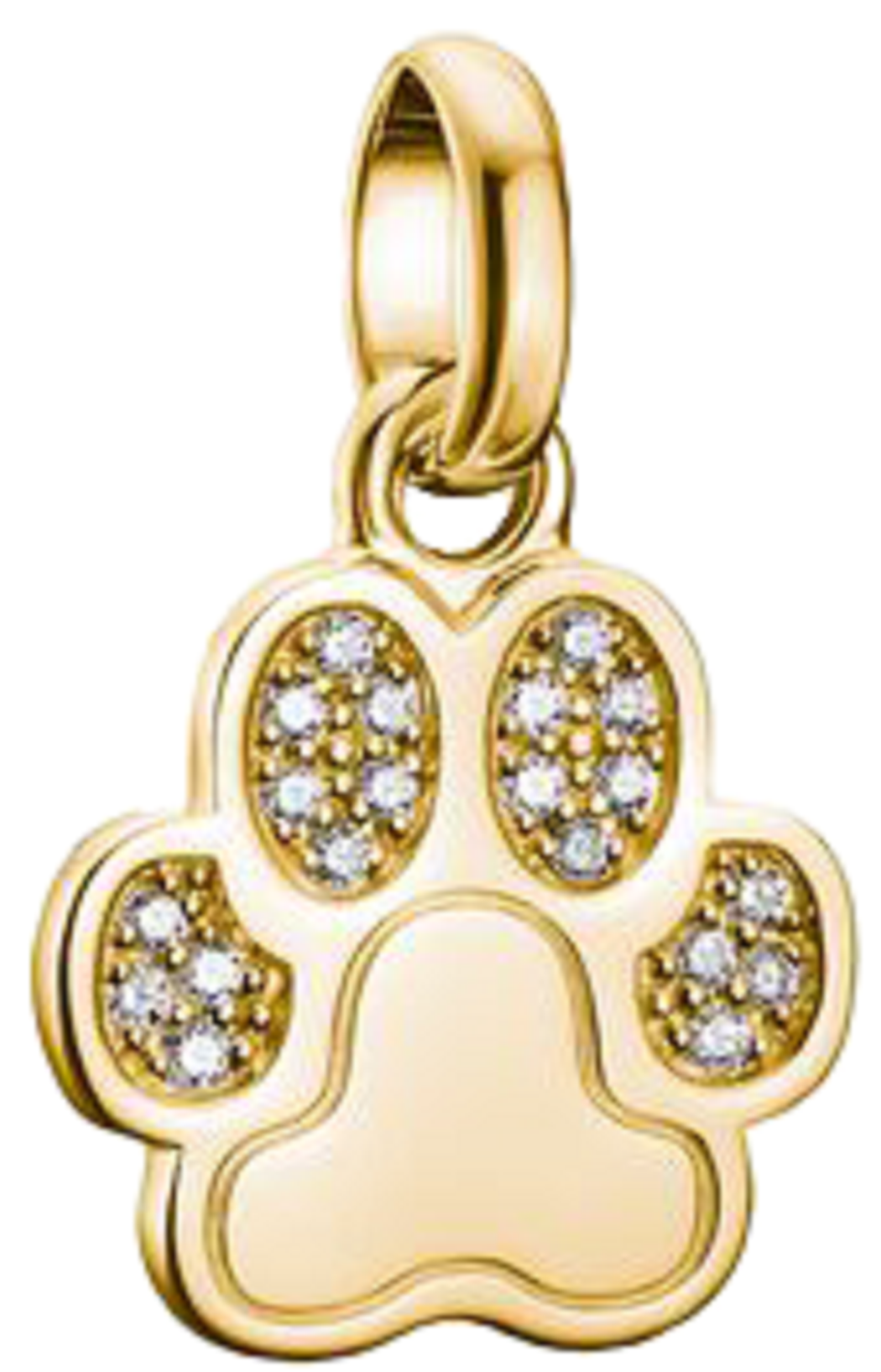 Ciondolo charm, zampa con pietre bianche, in argento, placcato oro - Thomas Sabo Modello: CC1259-414-14
