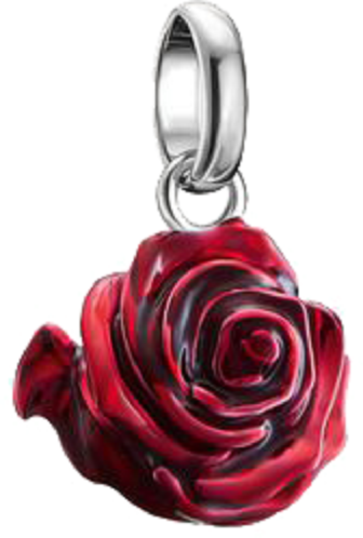 Ciondolo a forma di fiore di rosa, rosso, in argento e smalto a freddo - Thomas Sabo Modello: CC1263-007-10