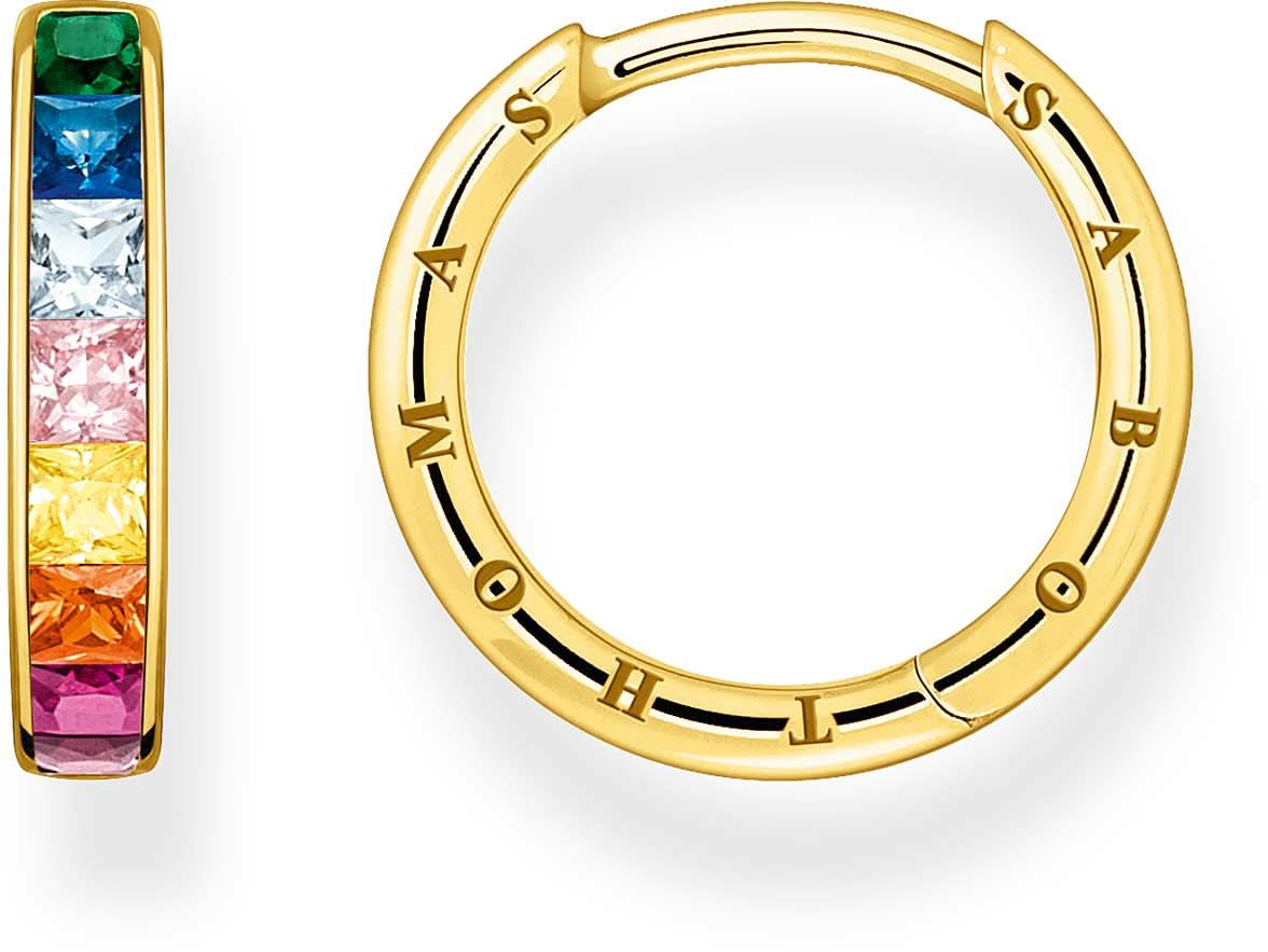 Orecchini a cerchio con pietre colorate - Placcatura in oro giallo 750