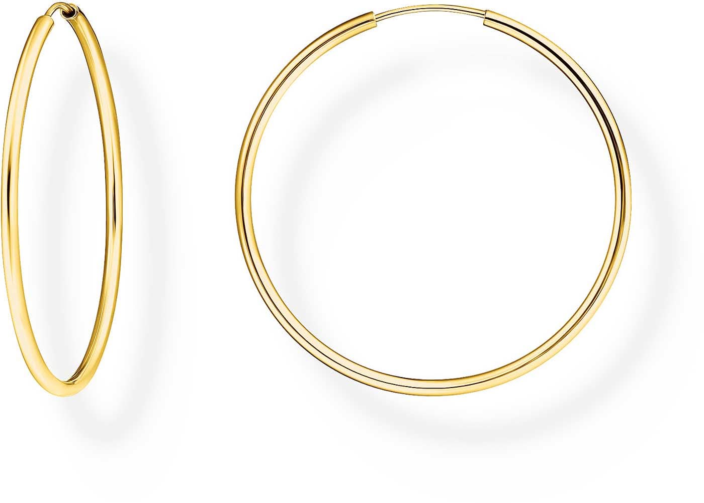 Creoli di medie dimensioni color oro giallo, cerchio liscio rotondo, paio