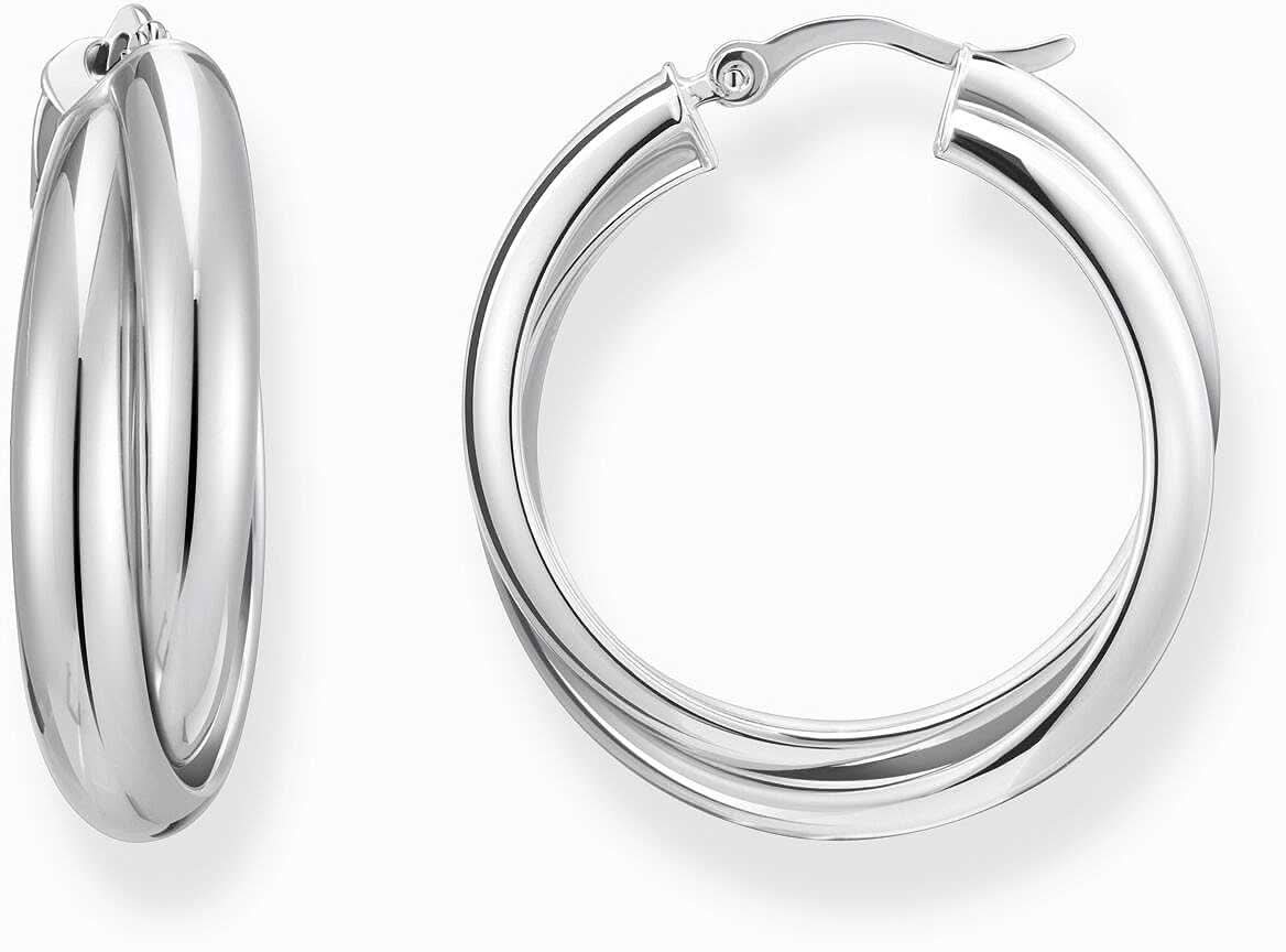 Orecchini a cerchio grandi color argento, dal design intrecciato ispirato agli anni '90 - Thomas Sabo Modello: CR732-051-14