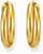 Grandi orecchini a cerchio color oro, forma ovale con scanalature longitudinali curve