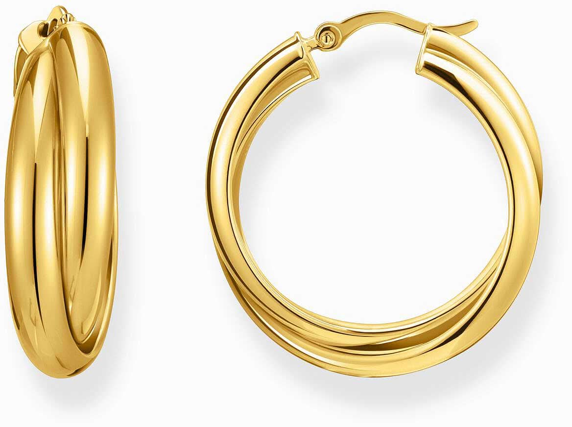 Grandi orecchini a cerchio color oro con scanalature e design ondulato intrecciato