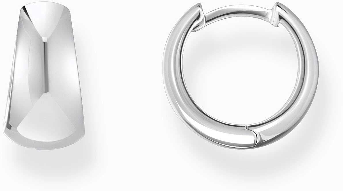 Orecchini a cerchio color argento, dall'elegante forma a trapezio con un look chunky ispirato agli anni '90 - Thomas Sabo Modello: CR740-001-21