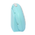 Blauer analoger Wecker, Seitenansicht mit Taste oben und Gehäusekante.