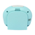 Blauer analoger Wecker von hinten, Batteriefachklappe und Schrauböffnungen sichtbar.