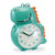 Kinderwecker mit Dinosaurierkopf, türkis, orange Stacheln und rundem Ziffernblatt