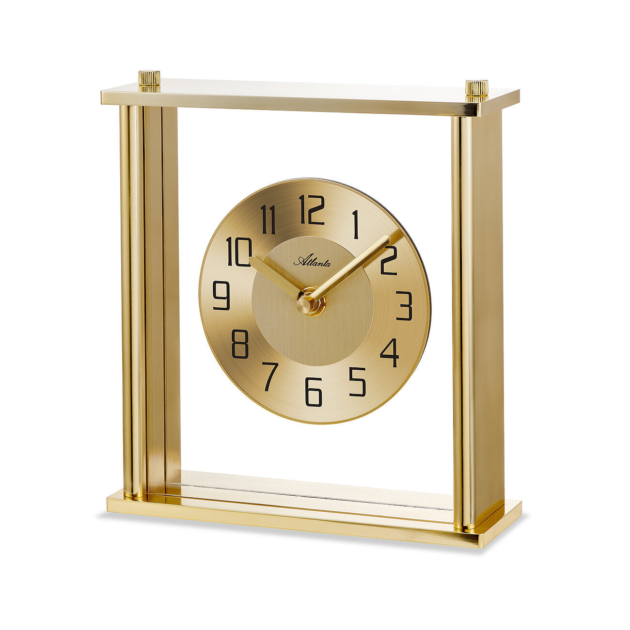 Goldfarbene Tischuhr mit Quarzwerk und arabischem Zifferblatt