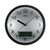 Schwarze Wanduhr mit silbernem Zifferblatt und digitaler Anzeige für Temperatur & Luftfeuchte