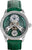 Herrenarmbanduhr mit offenem Zifferblatt, grünem Lederband und silbernem Edelstahlgehäuse