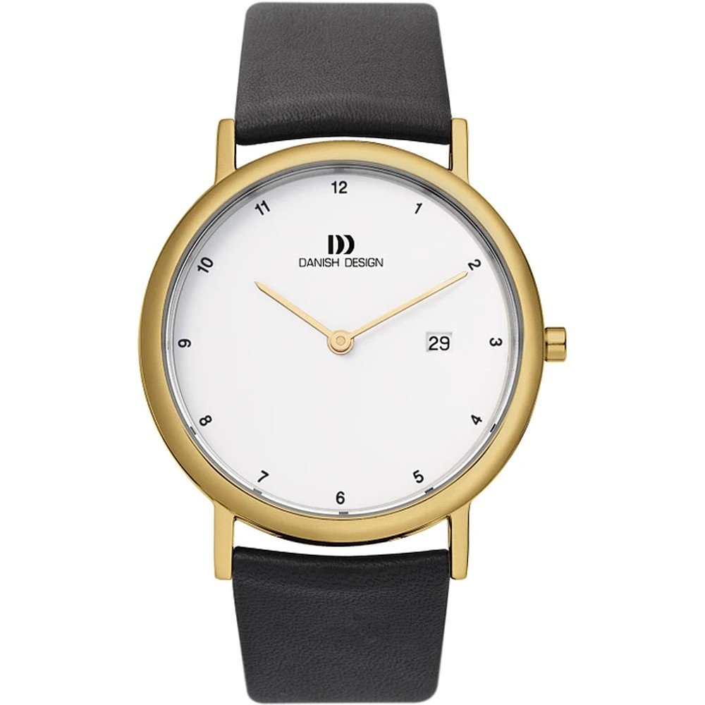 Danish Design Elbe IQ15Q881 Herrenuhr • Titan-Gehäuse vergoldet • Mineralglas mit Datum