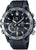 Orologio sportivo con quadrante nero, display digitale, cinturino in silicone nero e indici luminescenti