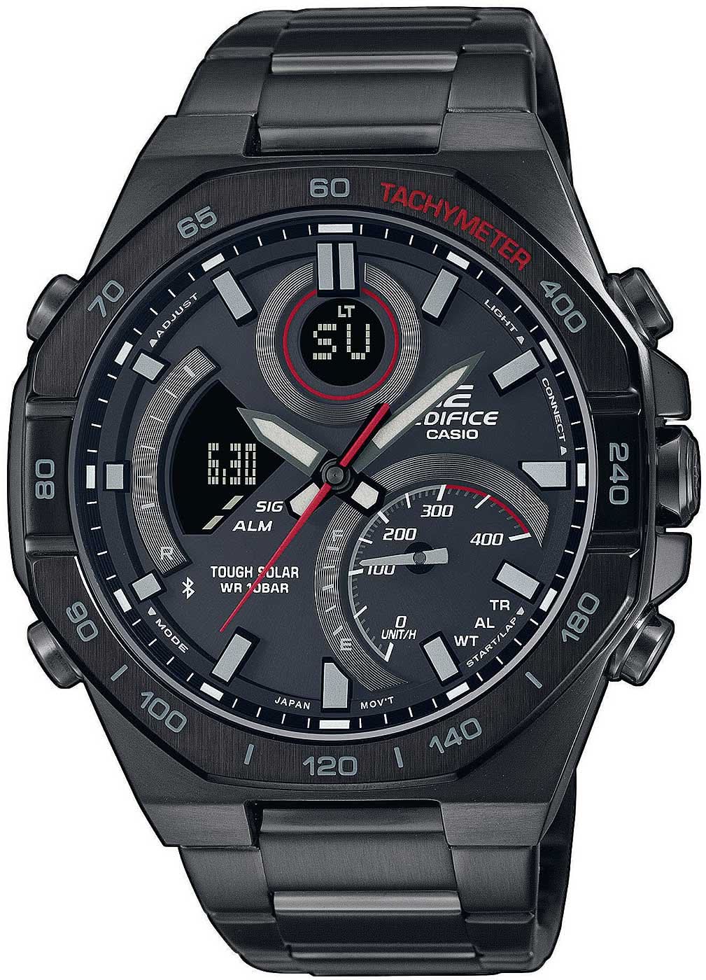 Orologio da uomo Casio Edifice con quadrante nero e cinturino in metallo