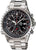 Orologio cronografo da uomo con bracciale in acciaio inossidabile e quadrante nero, accenti rossi