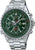 Orologio da uomo con quadrante verde, sottoquadranti cronografici e cinturino in acciaio inossidabile