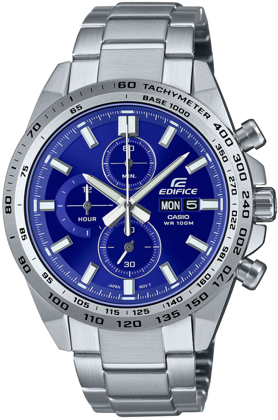 Orologio da uomo cronografo sportivo con quadrante blu e contatori cronografici