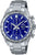 Orologio da uomo cronografo sportivo con quadrante blu e contatori cronografici