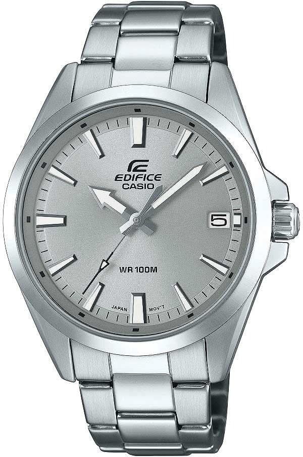 Orologio da uomo Casio Edifice in acciaio inossidabile, bracciale in maglia argentato, quadrante grigio, datario