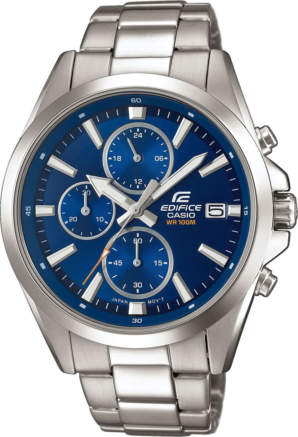 Orologio da uomo Casio Edifice con quadrante blu, cronografo, cinturino in acciaio inossidabile