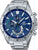 Orologio da uomo con quadrante cronografo blu, cassa e bracciale in acciaio inossidabile.