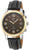 Orologio da uomo con cinturino in pelle nera e lunetta color oro, quadrante scuro