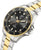 Orologio da uomo da un lato, quadrante nero, cinturino in acciaio inossidabile con maglie color oro