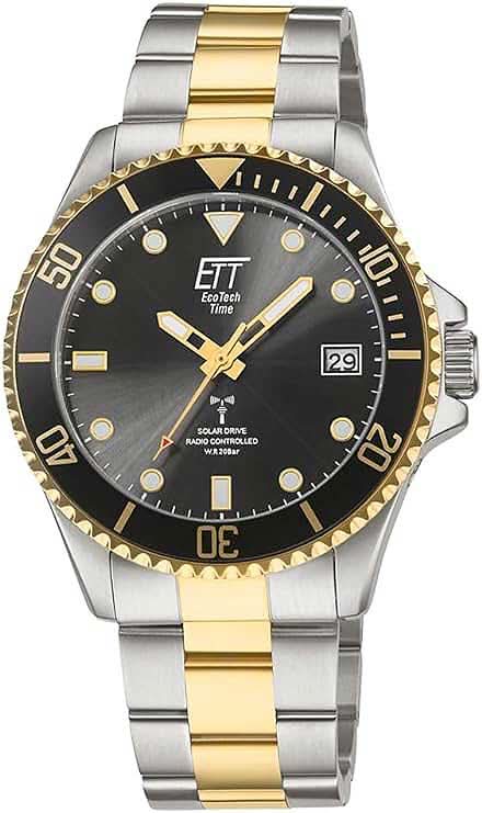 Orologio da uomo con quadrante grigio scuro e cinturino in acciaio inossidabile, dettagli color oro