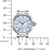 Orologio da donna con cassa rotonda color argento, quadrante blu iridescente e numeri romani