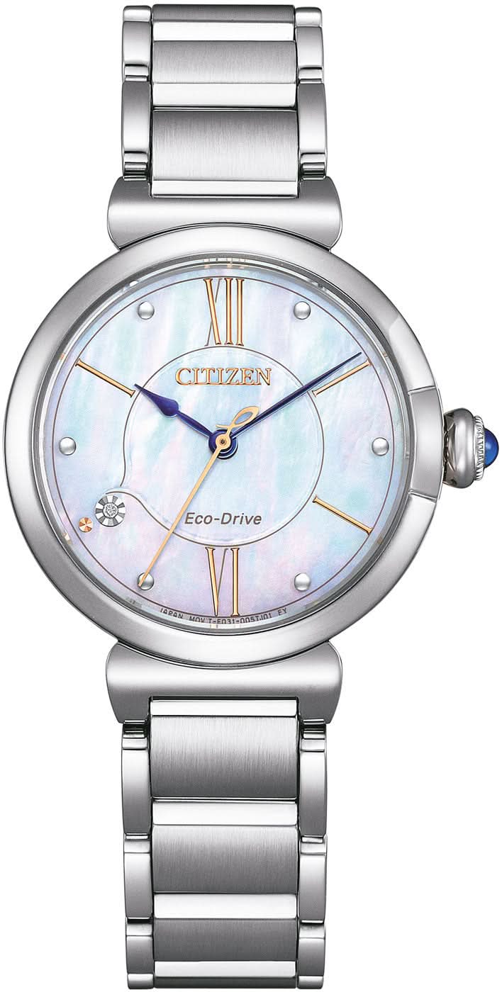 Orologio da donna Citizen Eco-Drive con cinturino in acciaio inossidabile argentato e quadrante blu con numeri romani