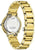 Visualizzazione posteriore di un orologio da donna con bracciale a maglie e fondello color oro