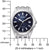 Orologio da donna frontale con quadrante blu, indicazione analogica dell'ora, cassa in acciaio inossidabile