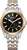 Orologio da donna con quadrante nero, bracciale bicolore in metallo e datario.
