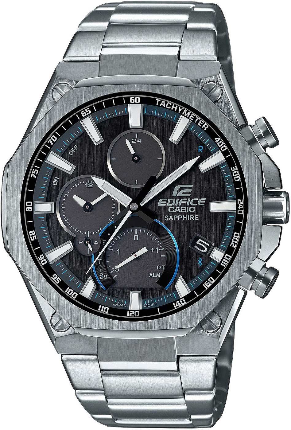 Orologio da uomo con bracciale in acciaio inossidabile e quadrante nero, cronografo
