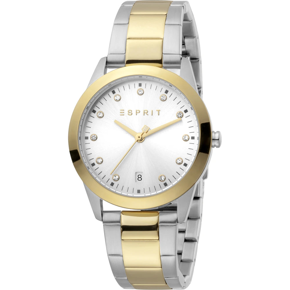 Esprit Daphne Crystals ES1L197M0095 Damen Armbanduhr Silber • Kristallbesatz • Mineralglas