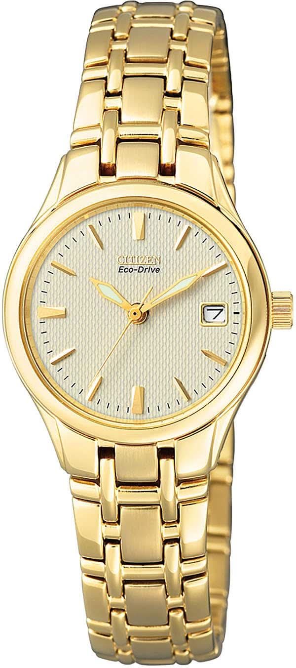 Orologio da donna con bracciale in acciaio inossidabile color oro e quadrante chiaro