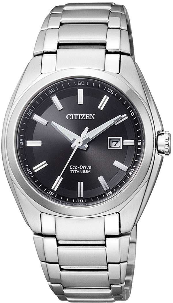 Orologio da donna con bracciale in metallo color argento e quadrante nero, Citizen Eco-Drive