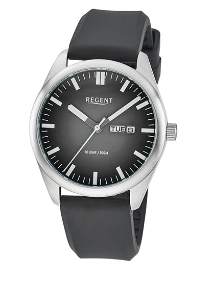 Regent F-1590 Herren Armbanduhr Schwarz • Mineralglas • Datum mit Wochentag