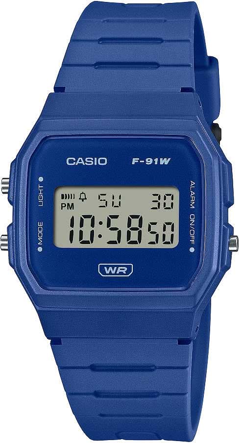 Orologio digitale da donna con cinturino in plastica blu e display LCD rettangolare