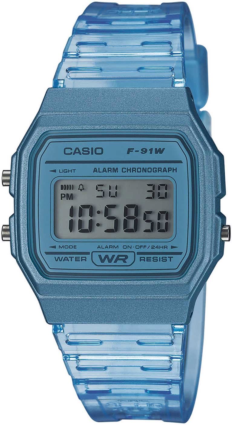 Casio Vintage F-91WS-2EF orologio con cinturino in resina blu e display digitale