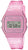 Orologio digitale trasparente rosa con cassa rettangolare e display a LED