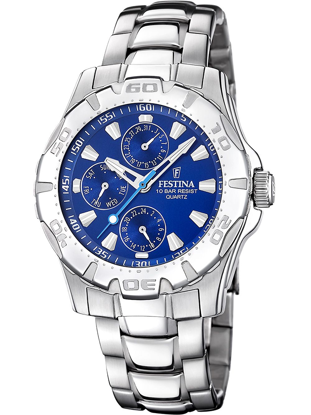 Festina Multifunction F16242/M Herrenuhr Blau • Mineralglas • Edelstahlarmband