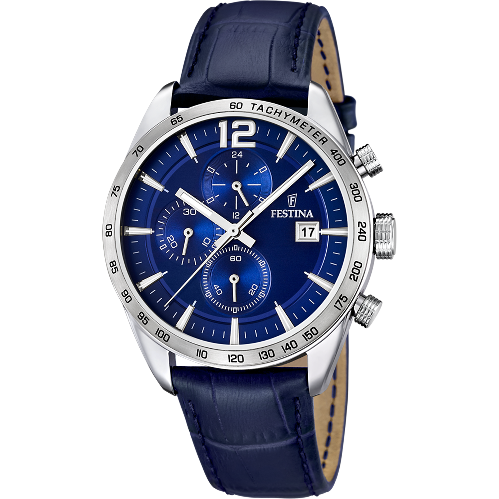 Festina F16760/3 Herrenuhr • Chronograph • Blaues Lederarmband
