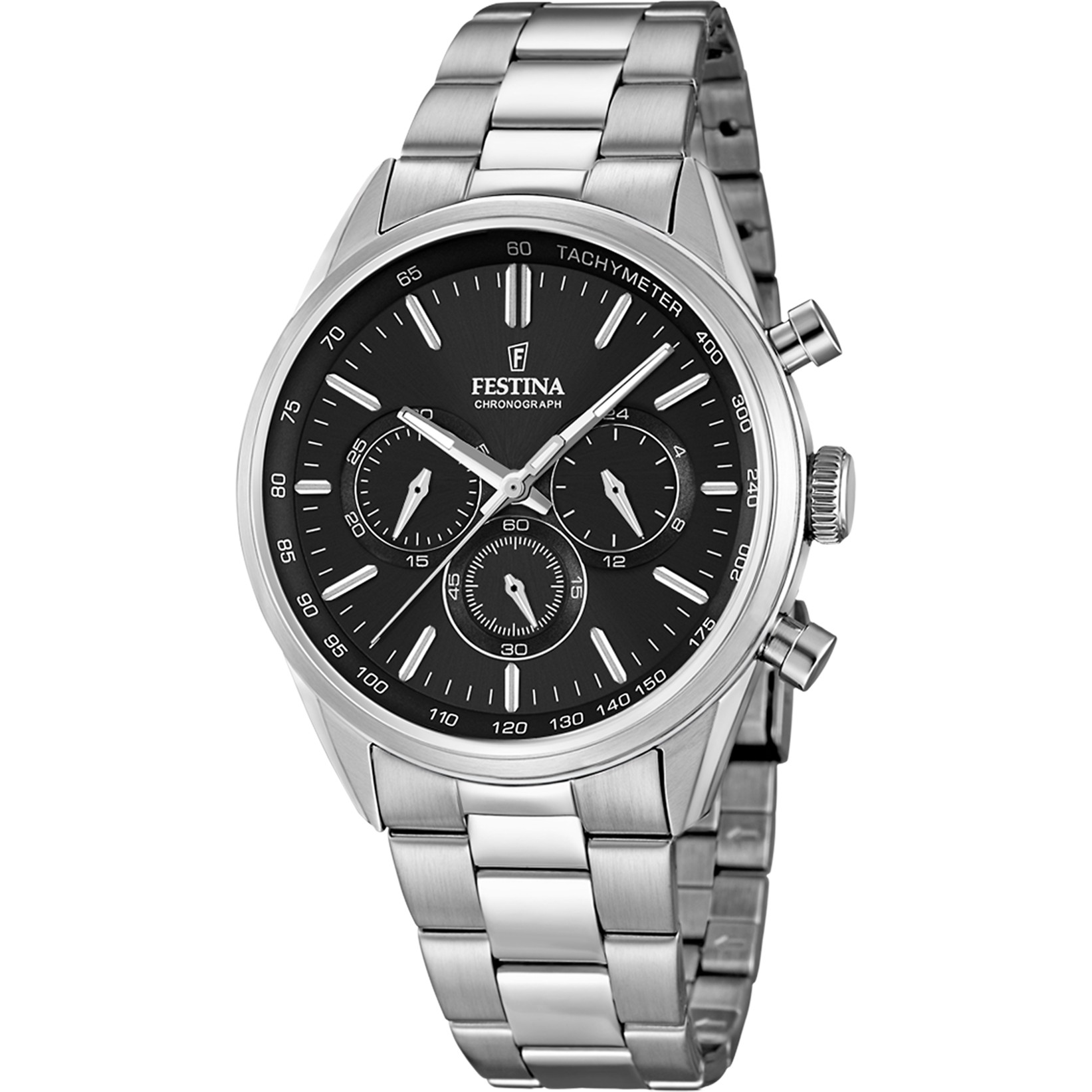 Festina F16820/4 Sport Chronograph Herrenuhr Schwarz • Mineralglas • Edelstahlarmband