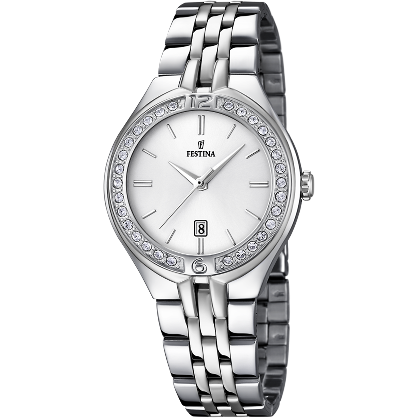 Festina Mademoiselle F16867/1 Damen Armbanduhr Silber • Mineralglas • Zirkonia-Besatz